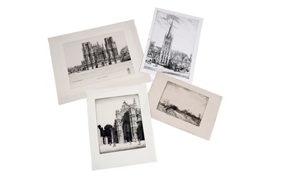 Lot 608 - Four early 20th Century church and cathedral etchings by various artists