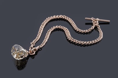 Lot 26 - An Edwardian 9ct rose gold double "Albert" curb-link watch chain and citrine fob
