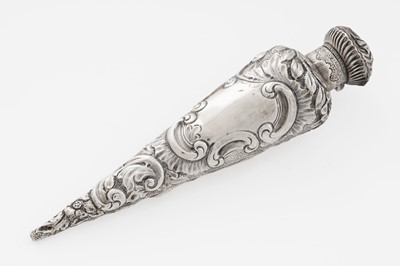 Lot 695 - A late Victorian embossed silver scent flask