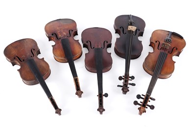 Lot 369 - Five violins for restoration