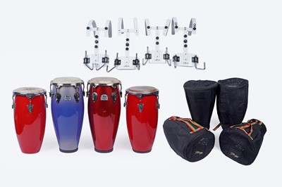 Lot 420 - Two Pearl Percussion Primero Pro Series conga drums; and other accessories