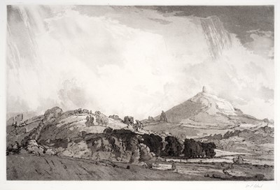 Lot 558 - William Palmer Robins - Summer Storm, Glastonbury (or Glastonbury Tor) | aquatint