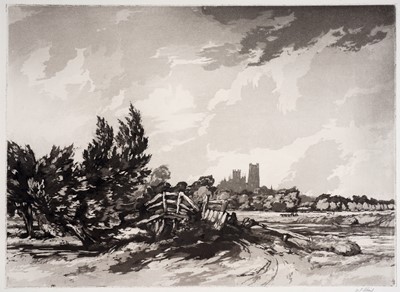 Lot 562 - William Palmer Robins - Ely from the Meadows | aquatint