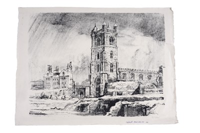 Lot 568 - William Palmer Robins – Cripplegate Church, Under Snow | lithograph