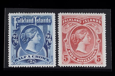 Lot 501 - Falkland Islands: 1898 2s6d and 5s