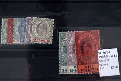 Lot 515 - Gibraltar: 1904-8 set, 1/2d to £1