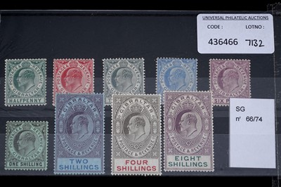 Lot 516 - Gibraltar: 1906-11 set, 1/2d, to 8s.