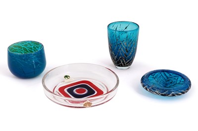 Lot 81 - A Walther glass dish; and three pieces of Mdena glass