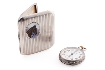 Lot 384 - A continental silver cigarette case; and a Great War period silver-cased pocket watch