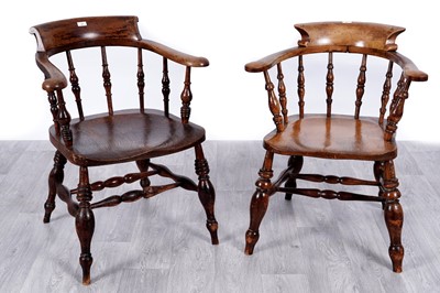 Lot 34 - Two 19th Century beech and elm smoker's chairs