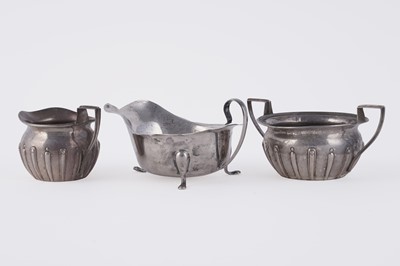 Lot 274 - A Victorian silver sugar bowl and milk jug; and a silver sauce boat