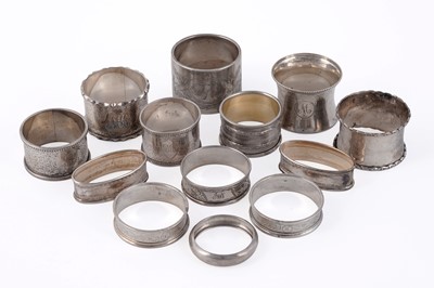 Lot 322 - A collection of George V and later silver napkin rings