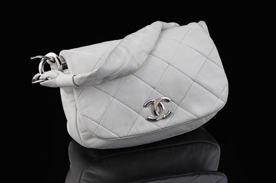 Lot 238 - A Chanel leather shoulder bag, cream leather with quilted flap