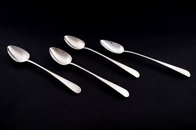 Lot 411 - A set of four Scottish provincial silver basting or gravy spoons