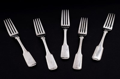 Lot 427 - A set of five Sottish provincial silver table forks