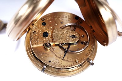 Lot 802 - John Vincent: an 18ct yellow gold cased open faced pocket watch
