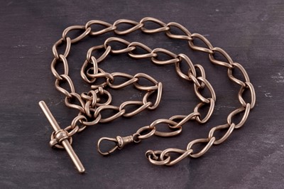 Lot 68 - A 9ct rose gold double "Albert" curb-link watch chain