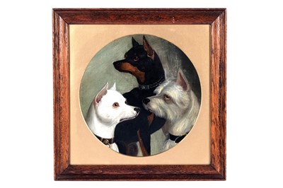 Lot 1512 - Manner of Edwin Loder of Bath - Doberman and two terriers | oil