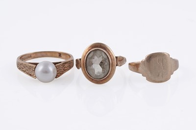 Lot 182 - Three 9ct yellow gold rings