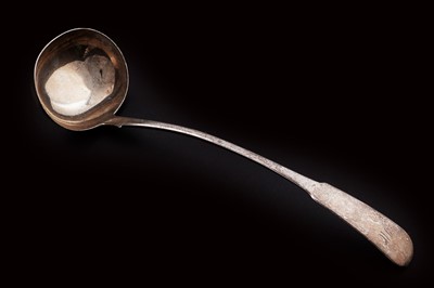 Lot 603 - A George III/IV rare Scottish provincial silver soup ladle