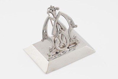 Lot 667 - A rare Victorian Scottish provincial silver menu card holder