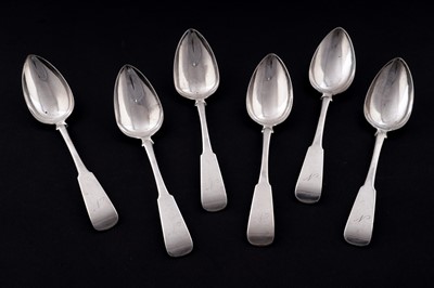 Lot 620 - A set of six George III Scottish provincial silver tablespoons