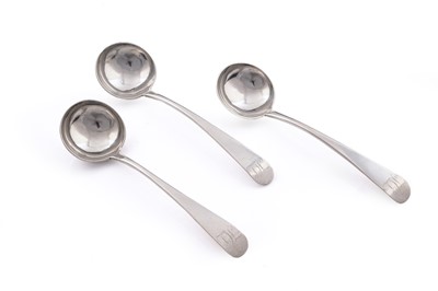 Lot 636 - A set of three early 19th Century Canadian silver sauce ladles