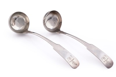 Lot 637 - A pair of William IV Scottish provincial silver toddy ladles
