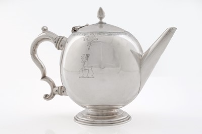 Lot 576 - A rare George I/George II Scottish silver bullet teapot