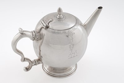 Lot 576 - A rare George I/George II Scottish silver bullet teapot