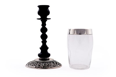 Lot 112 - A late Victorian silver mounted wooden candlestick