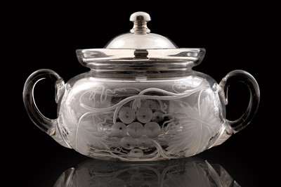 Lot 66 - A late 19th/early 20th Century American silver mounted clear glass preserve jar