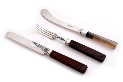 Lot 220 - A Victorian silver dessert knife and matching fork; together with a Victorian silver dessert knife