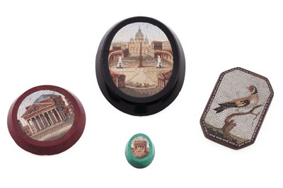 Lot 370 - Four various small 19th Century Italian micro-mosaic plaques