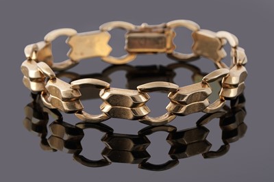 Lot 47 - A 1960's 18ct gold Modernist style fancy-link bracelet