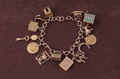 Lot 46 - A 9ct gold fancy-link charm bracelet