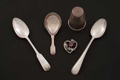 Lot 379 - A mixed lot including a Scottish silver caddy spoon