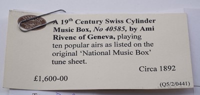 Lot 91 - An Ami Revenc Swiss cylinder music box