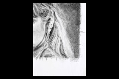 Lot 14 - Rachel Lancaster, Closer (preparatory study), charcoal on paper