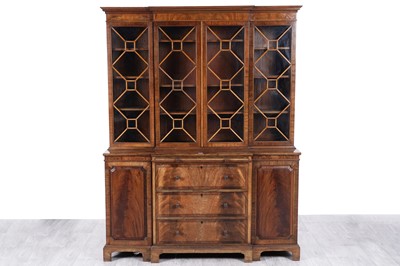 Lot 3 - A Georgian style mahogany breakfront bookcase
