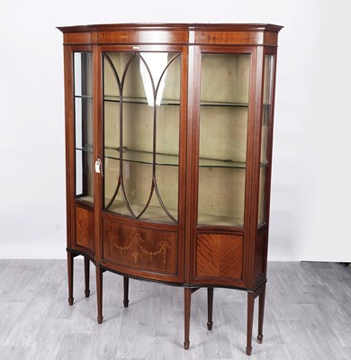 Lot 11 - An Edwardian inlaid mahogany serpentine fronted display cabinet