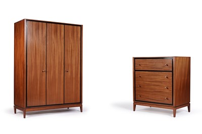 Lot 14 - Loughborough Furniture for Heals: a part walnut bedroom suite