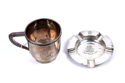 Lot 290 - A silver christening mug; and a silver ashtray