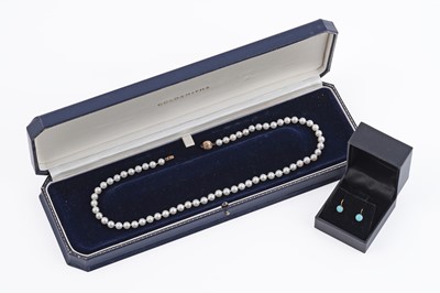 Lot 210 - A cultured pearl necklace; and a pair of earrings