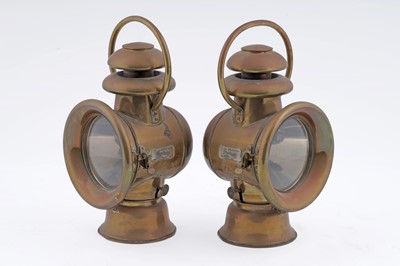 Lot 397 - A pair of early 20th Century brass car lamps