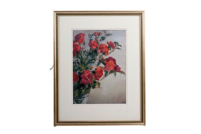 Lot 1673 - Walter Holmes - Red Carnations | pastel