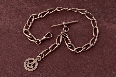 Lot 31 - An early 20th Century 9ct rose gold curb-link "Albert" watch chain