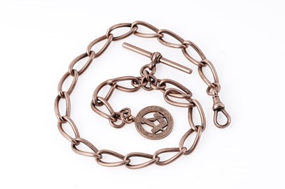 Lot 31 - An early 20th Century 9ct rose gold curb-link "Albert" watch chain