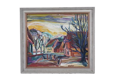 Lot 541 - Mid-20th Century Fauvist School - Village scene, Autumn trees | oil