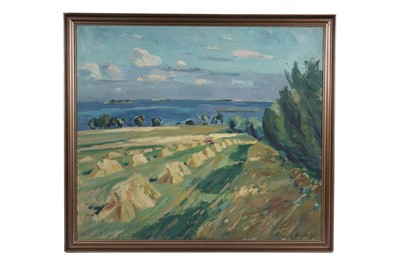 Lot 506 - Rasmus Karlin - Haystacks by the coast | oil